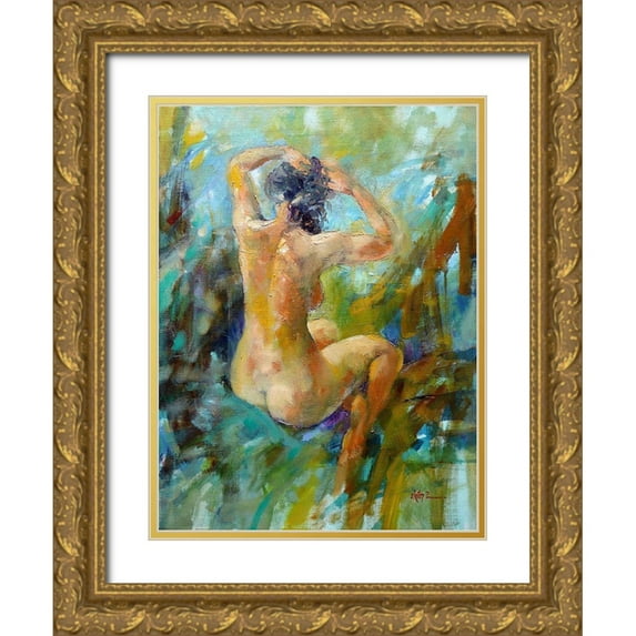 Zakrynycny, Viktor 19x24 Gold Ornate Wood Framed with Double Matting Museum Art Print Titled - Braiding Hair