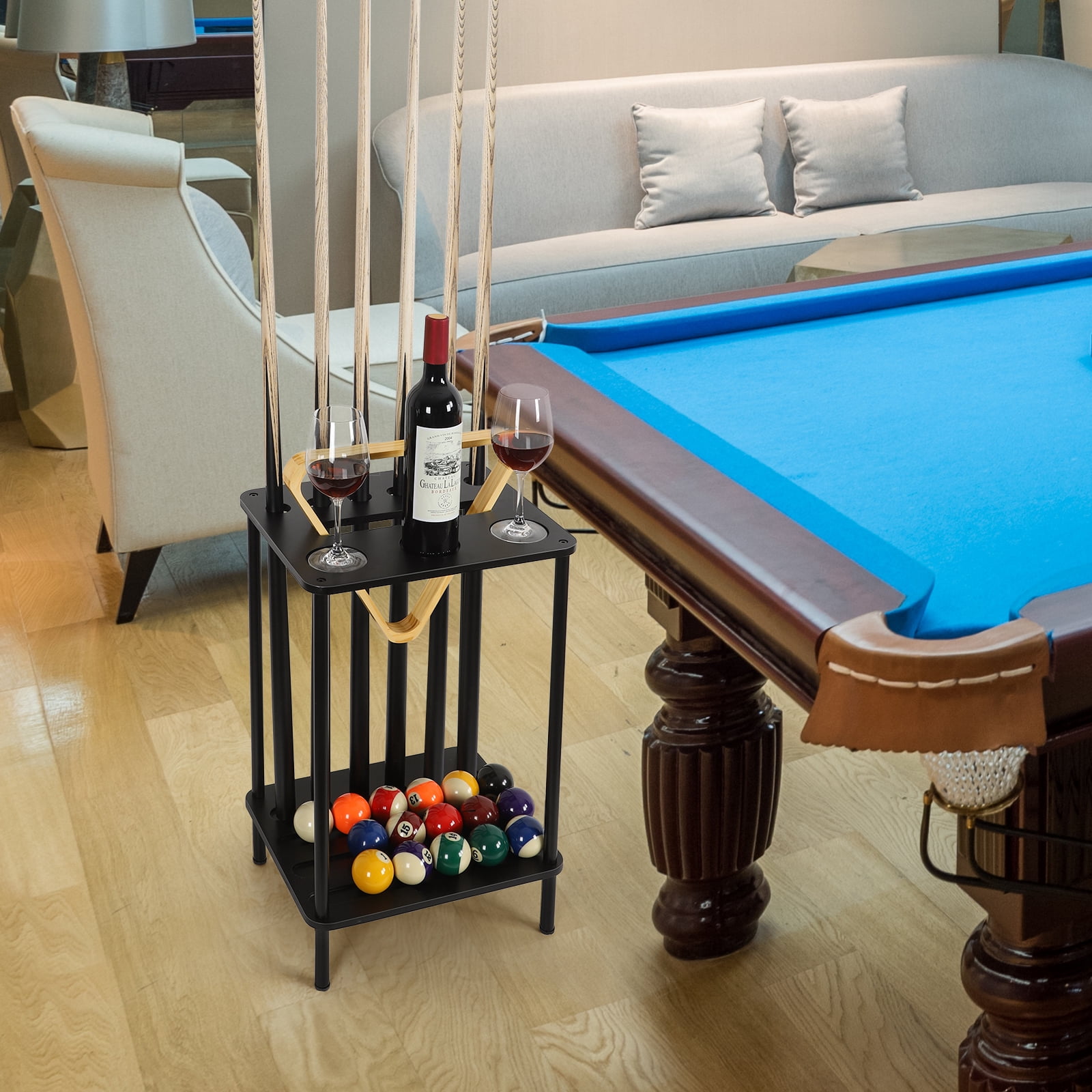 Porta Stecche Da Biliardo In Legno A Parete – Supporto Per 6 Stecche Con Clip Morbide, Viti E Tasselli Inclusi – Per Club E Appassionati