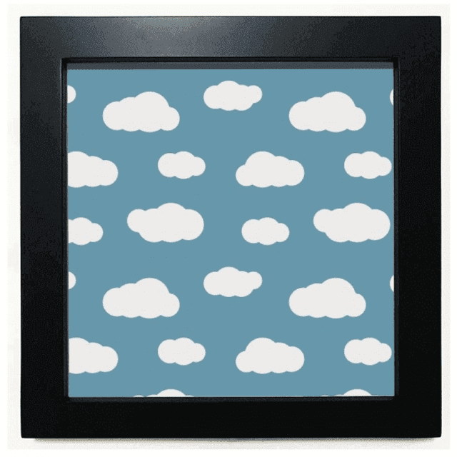 White Cloud Blue Sky Weather Black Square Frame Picture Wall Tabletop