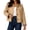 Light Khaki, variant on Women's Cropped Trench Jacket, Button Front Lapel Collar Plaid Lined Casual Fashion Outer Coat Light Khaki M