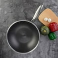 thumbnail image 3 of LEEYNEER Stainless Steel Wok Honeycomb Grain Frying Pan Handled Kitchenware Traditional Pan, 3 of 5
