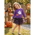 thumbnail image 6 of Cjfdfy Toddler Baby Girl Halloween Outfit Infant Baby Girls Fall Clothes 6 12 18 24 Months 2 3 4 5 Years Cute Ghost Pumpkin Embroidery Long Sleeve Sweatshirt with Tulle Tutu Skirt 2Pcs Set, 6 of 9