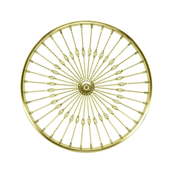 26 Bike STEEL FRONT WHEEL TWISTED CAGE 36 SPOKE 8GGOLD 3/8 AXLE SINGLE WALL GOLD.