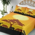 thumbnail image 3 of Ambesonne Savannah Fitted & Top Sheet Set with Shams, Wildlife Animals Elephants, Chocolate Orange and Black, 3 of 5