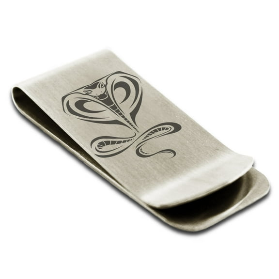 Tioneer Stainless Steel Serpentine King Cobra Engraved Money Clip Holder