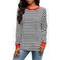thumbnail image 2 of GA WEIHUA Striped Sweatshirt Women Tunic Tops Long Sleeve Shirts Loose Fit Crew Neck Long Sleeve Tops Fall Fashion Clothes Casual ColorBlock Pullover(Black,M), 2 of 5