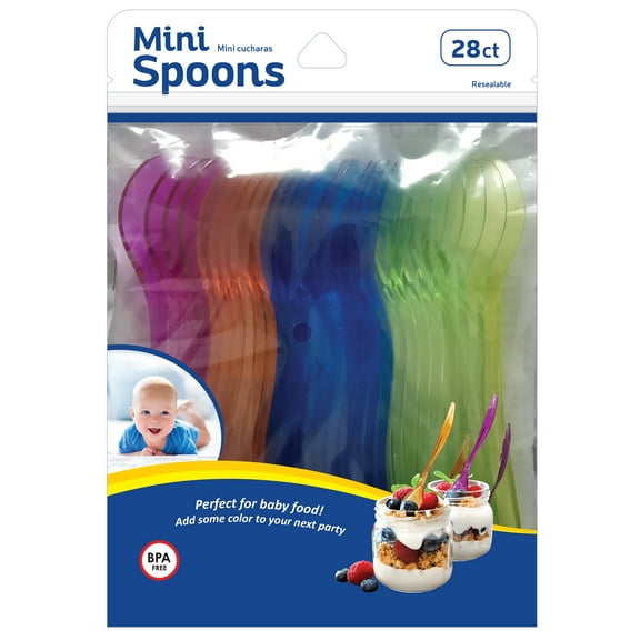 Mini Spoons Assorted Color 28 Count