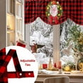 thumbnail image 5 of Christmas Wreath Tie Up Valances Curtain, Pig Bow Animal Red Check Winter Farm Adjustable Rod Pocket Short Window Treatment Tie Up Curtains Valances for Kitchen Living Room Bathroom 42x12 Inches, 5 of 9