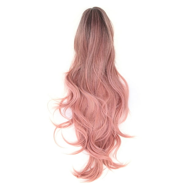 LC313 Peluca larga ondulada rosa con raya al medio y cabello completo rizado, pelucas sintéticas para disfraz de cosplay para mujeres