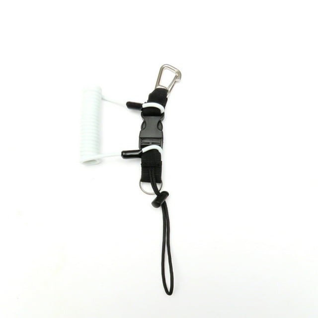 Soidarity Cámara de bobina de buceo, cordones antipérdida, gancho de cuerda, resorte de doble extremo con bobinas en espiral, ganchos de Deportes acuáticos Blanco