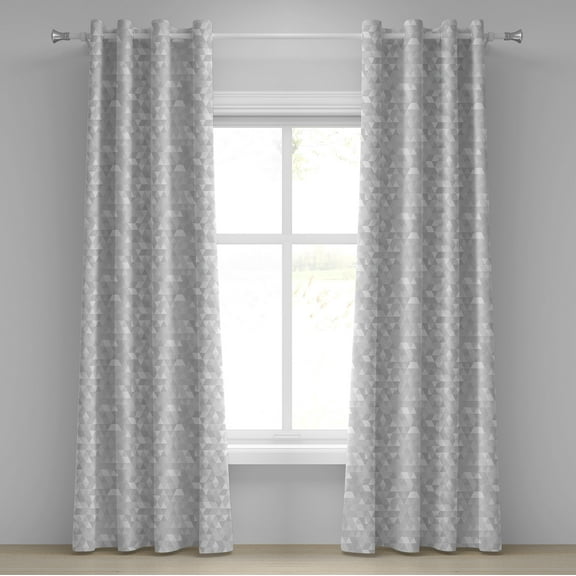 Ambesonne Grey and White Grommet Curtain, Hipster Poly Effect, 50" x 108", Pale Grey and White
