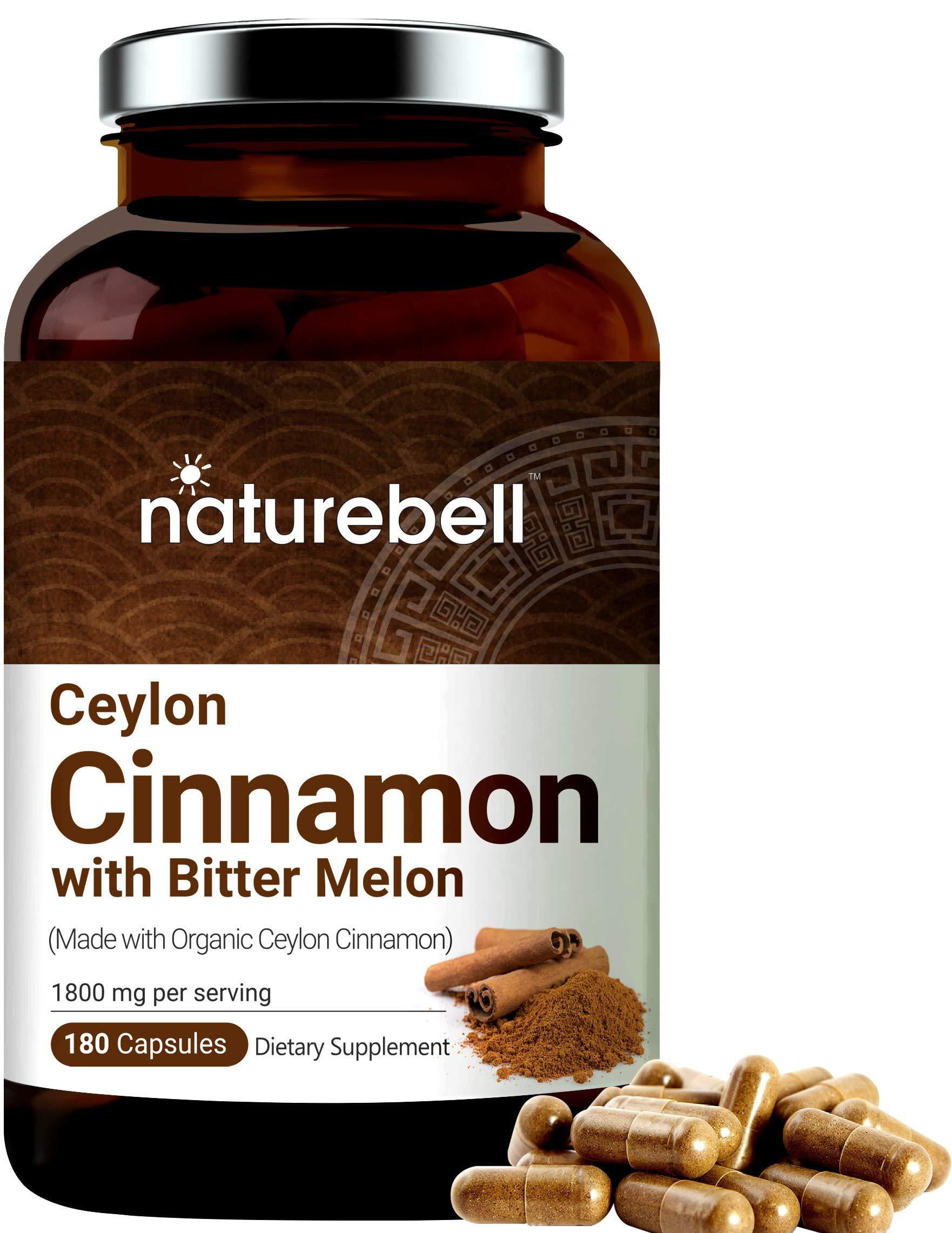 NatureBell Organic Ceylon Cinnamon Supplements, 1800mg Per Serving, 180