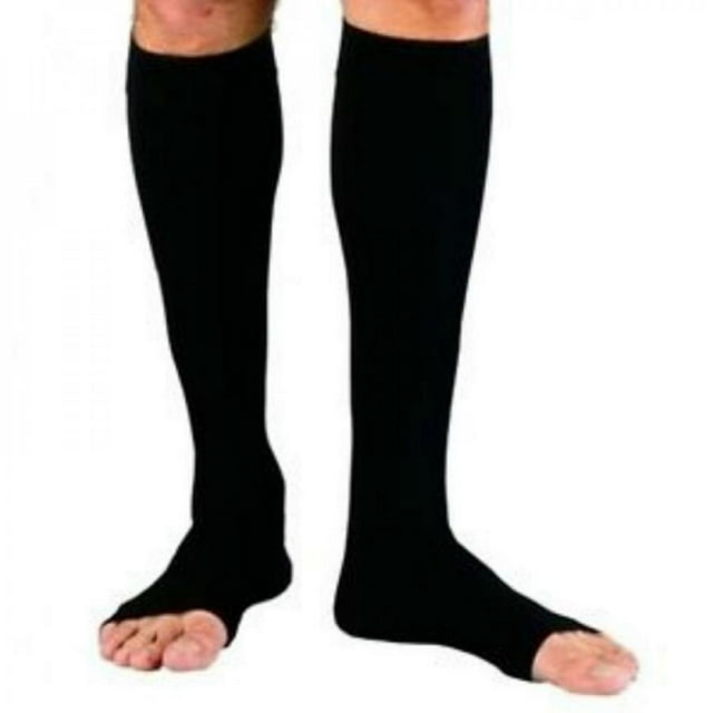 Big Clear! Cozy Zipper Pressure Compression Socks Open Toe Leg Support Shaper Stockings Knee High Stockings
