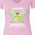 thumbnail image 4 of Inktastic Lymphoma Awareness Hope Support and Love Women's V-Neck T-Shirt, 4 of 5