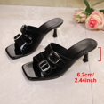 thumbnail image 5 of Viluyesy Womens Kitten Heel Sandals, Comfortable Square Toe Faux Leather Slingback Slide Shoes Black US5.5, 5 of 9
