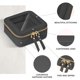 thumbnail image 4 of Mini bolsa de maquillaje transparente Prite para monedero, bonita y pequeña bolsa de cosméticos de viaje para mujer, impermeable, neceser de piel para maquillaje con cremallera dorada (negra), 4 of 8