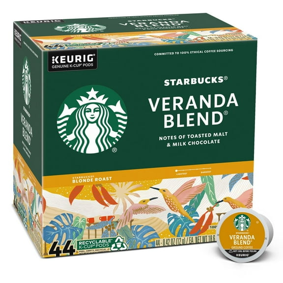 Starbucks Keurig Veranda Blend Blonde Light Roast Coffee Pods - 44 K-Cups