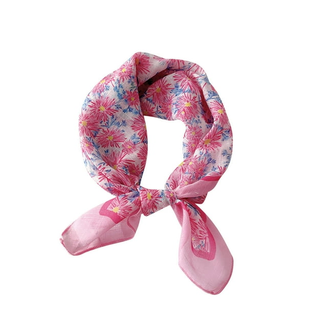 Bufandas de algodón y lino para mujer, bufanda pequeña de seda, bufanda con motivos literarios y temperamento, flores y pétalos, pañuelo decorativo para el cabello para mujer.