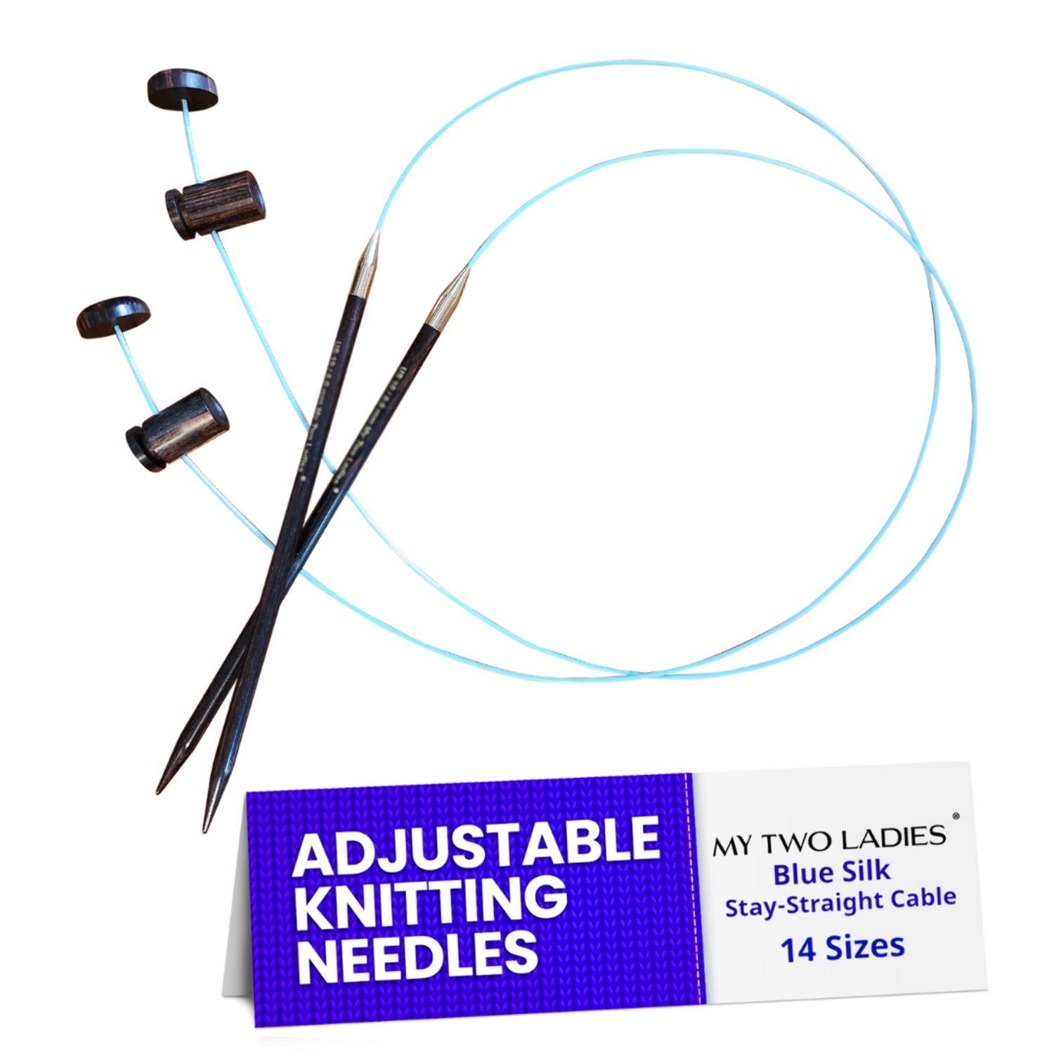Blue Silk | Duo Set | Adjustable Knitting Needles | w/custom case