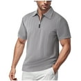 thumbnail image 2 of 3XLT Men's Polo Shirts With Pocket Summertime Fashion Elasticity Casual Loose Zipper Lapel Short Sleeve, 2 of 9