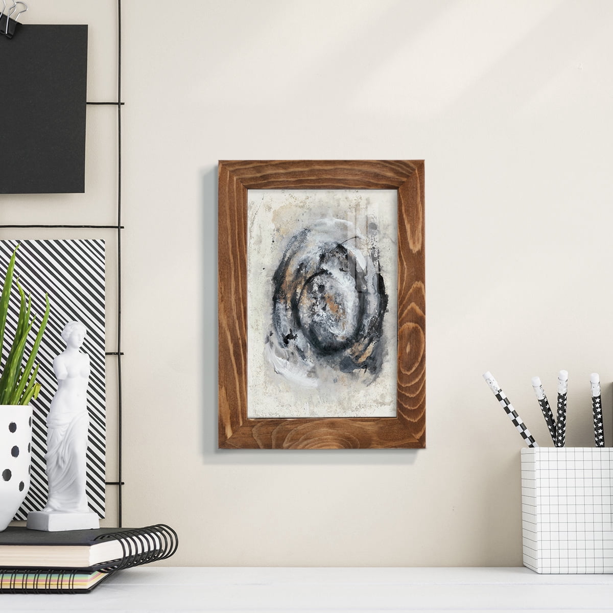 Circular Energy IV -Framed Print w/glass-Walnut