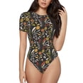 thumbnail image 2 of Goofa Daisies Flowers Printed Women Rash Guard Short Sleeve,Tummy control Swimsuit Surfing Swimsuit Bathing Suit One Piece Swimsuit UPF 50-Medium, 2 of 9
