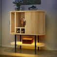 thumbnail image 2 of Uforic Sideboard Buffet Cabinet with 2 Sliding Tambour Doors, Modern Storage Cabinet with LED Light, Oak, 2 of 9