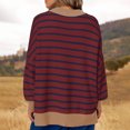 thumbnail image 6 of ChaoHeng Ladies Sweaters Stripe Long Sleeve Round-Neck Tops 2024 Fashion Trendy(Wine,XXL), 6 of 9