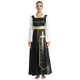 thumbnail image 4 of Sxiwei Robe Maxi Ample Longueur Cheville Superposition Tunique de Danse Louange pour Femmes Robe de Culte Luthérienne Noire 4TG, 4 of 7