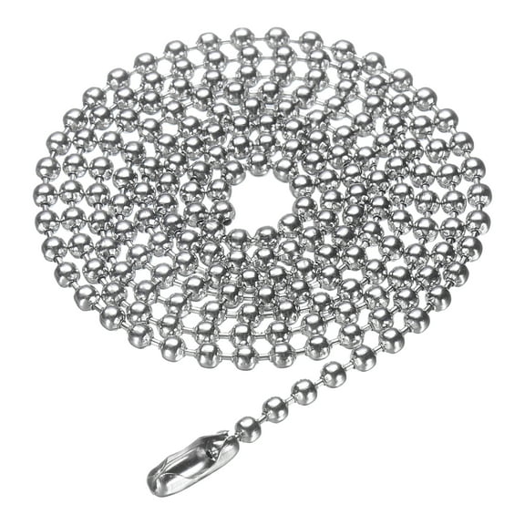 Uxcell Stainless Steel Ball Chain 3.0mm 31.5" Length 316L Round Bead Necklace Dog Tag Pull Chains with Connectors Clasps for Men Women Jewelry Making Bracelets Keychain, Silver