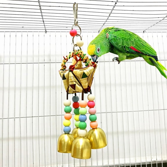 Agiferg Jouets pour Oiseaux de Compagnie Balançoire Clochette à Mâcher Terrain de Jeu Ara Cacatoès Oiseaux Jouets Suspendus