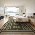 thumbnail image 3 of ODIKA 9'x12' Green Beige Deep Geometric Washable Area Rug Bold Totem-Inspired Pattern Design Non-Slip, Chair-Friendly for Dining Room, Basement, Large Office, 3 of 7
