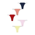 thumbnail image 3 of No Boundaries Cotton Stretch Ribbed Thong Panties, 5-Pack, Women’s, 3 of 16