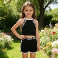 thumbnail image 2 of FYDUU Toddler Girl Summer Clothes Sleeveless Athletic Tank Tops And Shorts Set Casual Playwear Two Piece Outfit Comfy Sports Suit 2-3 Years, 2 of 7