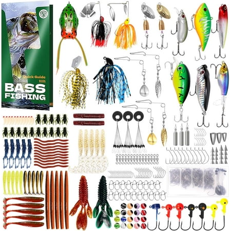 322-Piece Fishing Lures Kit - Buzz Bait/Spinner Baits/Jig/Frog Fishing Tackle Box with Tackle Included Soft Bait/Hooks/Weights Fishing Gear Lure Kit Gift for Men Freshwater Bass Trout