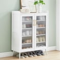 thumbnail image 3 of Garvee shoe cabinets con glass doors: 5 - tier adjustable estantes, space - saving shoe organizer para entrada, hallway, sala de estar, closet (moderno home muebles, blanca), 3 of 7