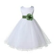 thumbnail image 3 of Ekidsbridal White Clover Tulle Rattail Edge Flower Girl Dress Christening Formal Evening Gown for Photoshoots 829T S, 3 of 3