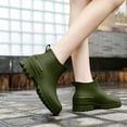thumbnail image 2 of Women Fashion Low Ankle Slip on Rain Boots Waterproof Anti-Slip Deep Lug Sole Short Wellies Lightweight Footwear for Rainy Commute, Garden Yard Work Green 9.5(43), 2 of 6