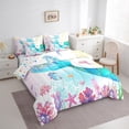 thumbnail image 3 of Castle Fairy Sea Mermaid Twin Bedding Sets,Ocean Seahorse Jellyfish Bedding Comforter Set, 3 of 8
