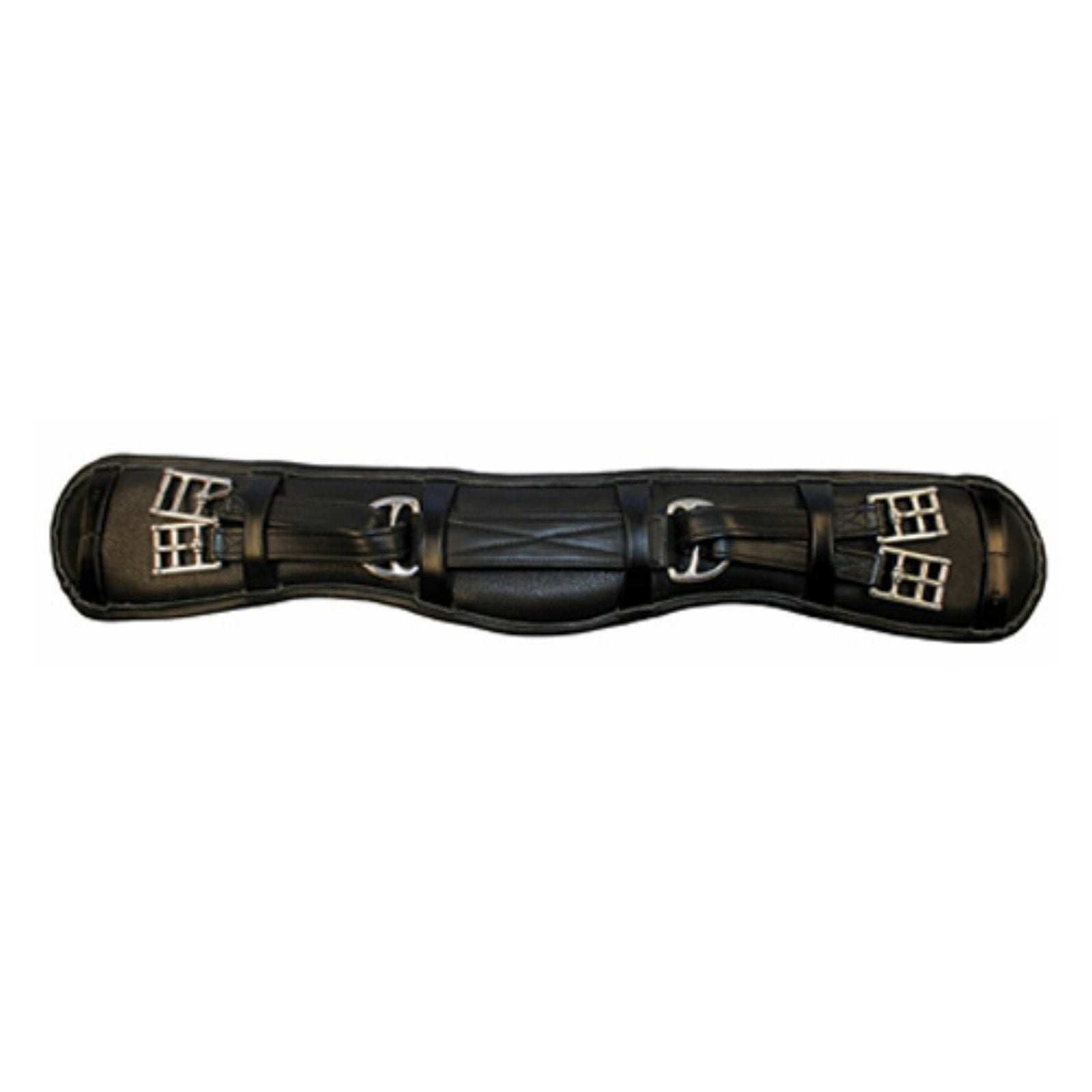 Henri De Rivel Contoured Leather Girth For Horses | Sizes 46"-54" | Stainless Steel Hardware | Elastic Ends