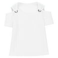 thumbnail image 5 of Mercatoo Girls Cold Shoulder T-Shirt Hollow Out Eyelet Tunic Blouse Tween Girls Trendy Going Out Blouses Cute T-Shirt Summer Tops, 5 of 8