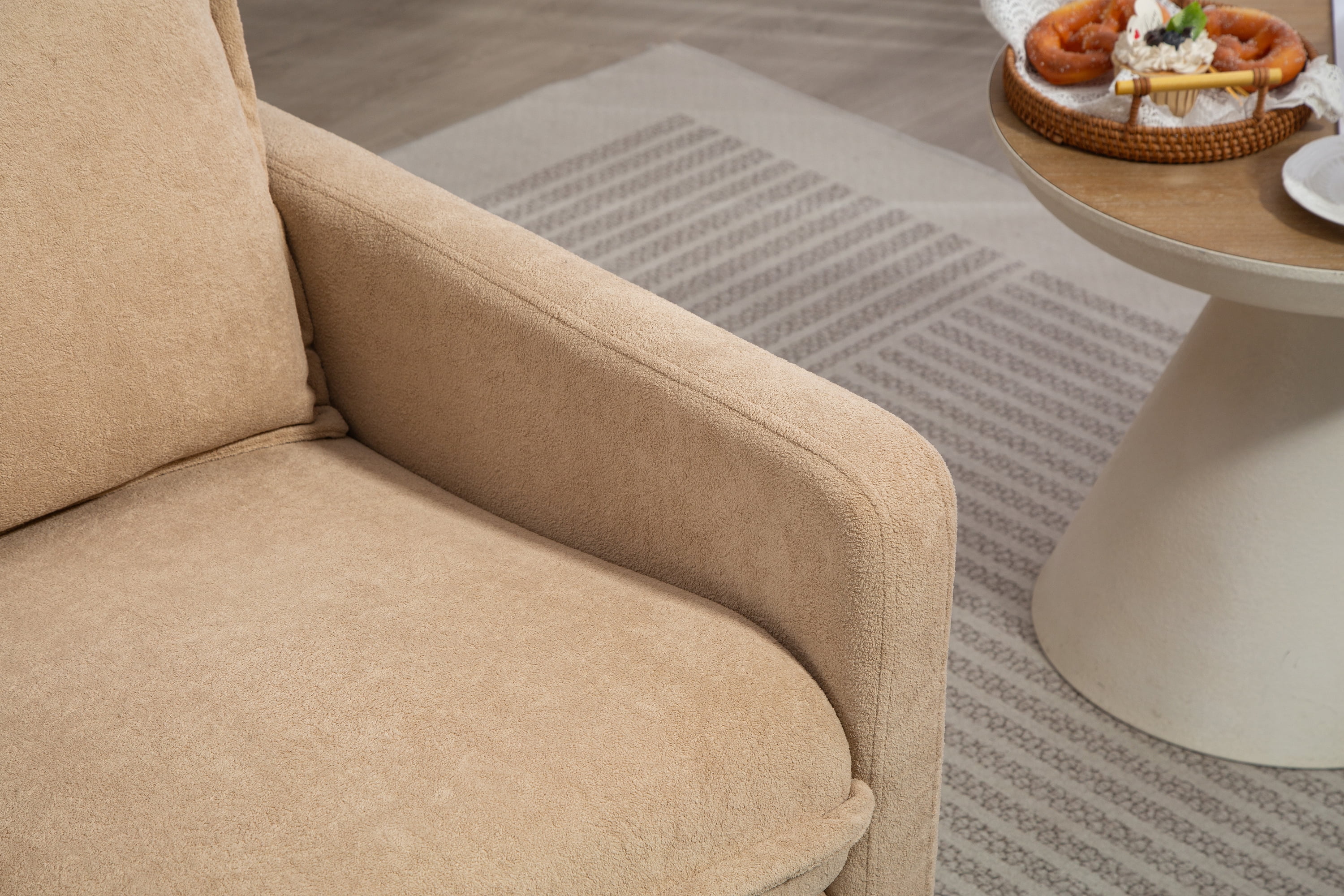 Leumius Swivel Rocking Chair,Manual Upholstered Glider Recliner Rocking Chair for Nursery and Living Room,Camel