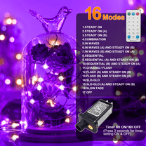 LAMPHOME Halloween Fairy Lights Plug in, 33Ft 100 LEDs Waterproof Twinkle Firefly Lights, Adaptor Included, Starry String Lights for Wedding Indoor Outdoor Christmas Patio Garden, Orange and Purple