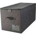 thumbnail image 1 of 56cm x 32cm x 33cm, Large Closet Storage Box with Lid, Collapsible Wardrobe Clothes Storage Boxes, Black Gray, 1 of 6