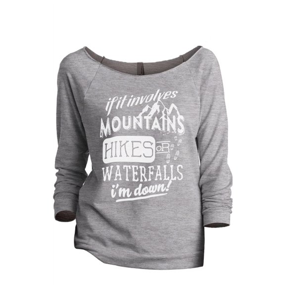 Thread Tank Mountains Hikes Waterfall Women's Slouchy 3/4 Sleeves Raglan Sweatshirt Sport Grey Small