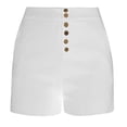 thumbnail image 4 of Cathalem Shorts Décontractés pour Femmes 2024, Taille Haute, Boutons devant, Blanc TG, 4 of 5