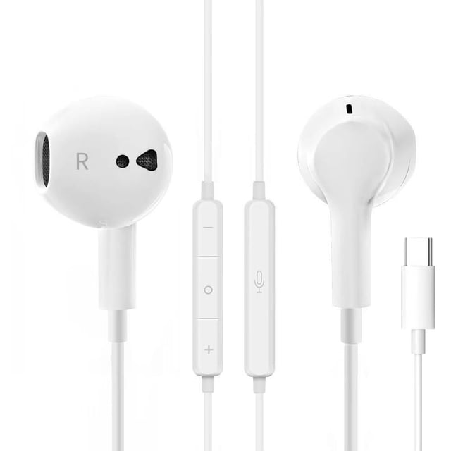 S018 USB-C(TYPE-C) Wired Earbuds for iPad Pro iPhone 15/16/17 Series, Hi-Fi Stereo Sound with Mic Volume Control, Universal Android Compatible