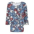 thumbnail image 5 of WCMZJ Women's 3/4 Sleeve Casual Tunics Tops 2025 Summer Loose Shirts Floral Print Square Neck Blouse Navy 2XL, 5 of 5