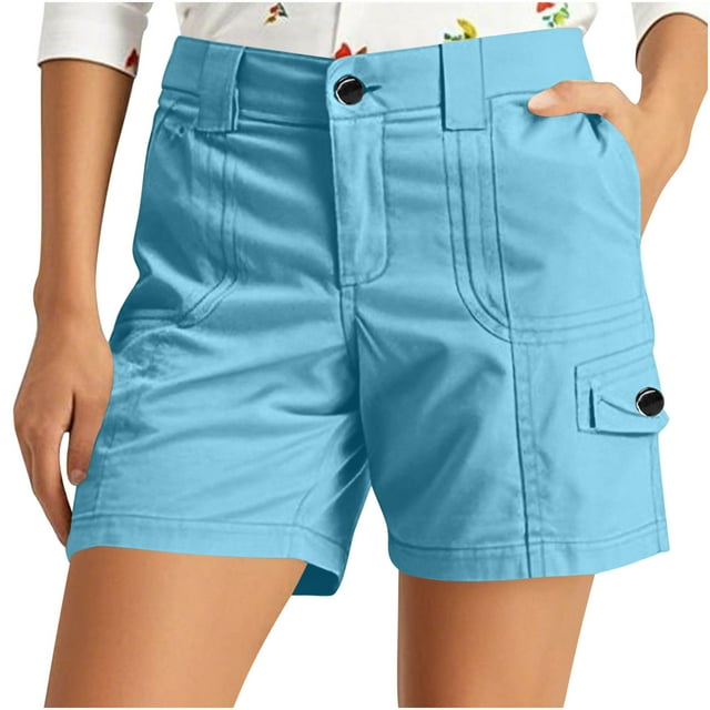 Soki Women's Mid-Rise Slim-Fit 5 Inch Inseam Khaki Short