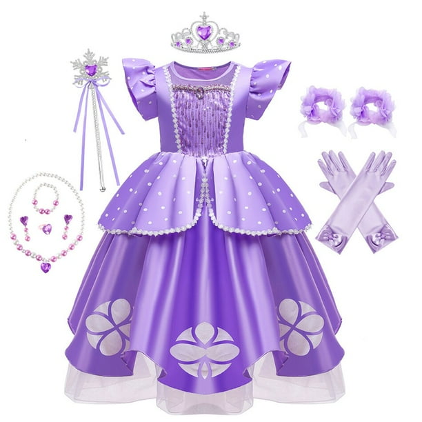 Disney Vestido de Princesa Sofía para niñas, disfraz de fiesta de cumpleaños, púrpura, Sophia, ropa de lujo para bebé, Cosplay de Halloween Fivean unisex